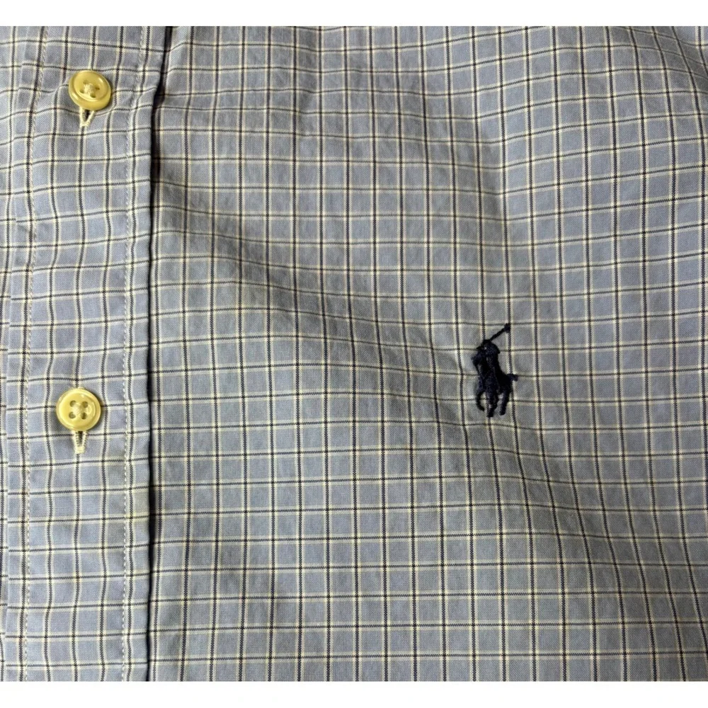 Ralph Lauren custom fit extra large blue patterned shirt, men sized extra large.